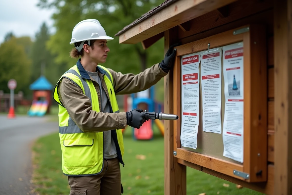 Jeune agent municipal affichant une note d