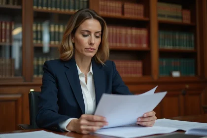 Avocate française consultant des documents juridiques relatifs aux lois sur la vie privée et le voyeurisme en France en 2026