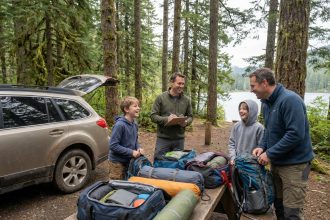 famille profitant d'un séjour en camping en pleine nature