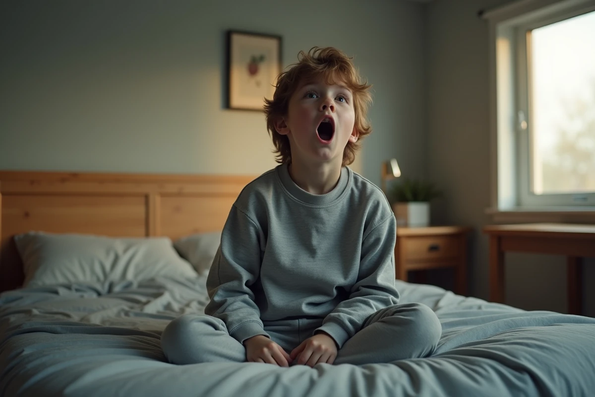 Garçon se réveillant en s