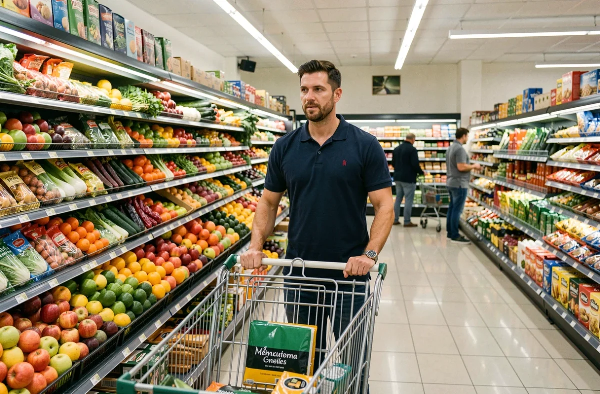 Client faisant ses courses dans un supermarché de Montpellier ouvert le dimanche